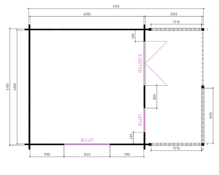 4x4+2 Interflex Gartenhaus 4x4+2 mit Veranda von 200 cm Wandstarke 50