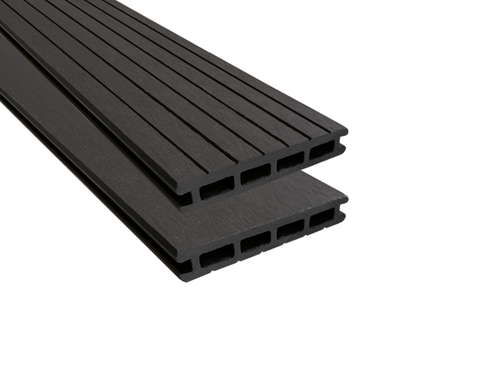 WOLTU 6 x WPC Composiet Vlonderplanken 30 x 60 cm (1 m²) Terrastegels Kliktegels Houtlook Balkontegels, Antraciet, GTF005an
