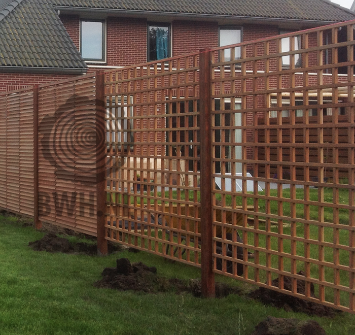 Hardhout Trellis Scherm 177 X 180 Cm Recht RVS Elephant